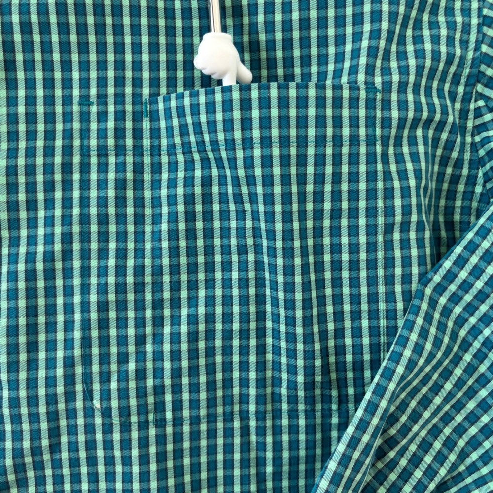 Duluth Trading Co Wrinklefighter Mens 2XL Green Gingham Magnet Button Down Shirt - Picture 3 of 8